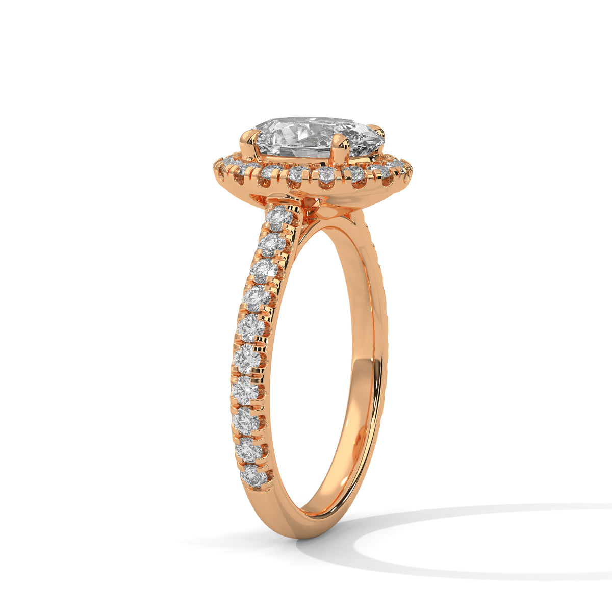 IGI Certified 2ct Oval Lab Grown Diamond Halo Engagement Ring