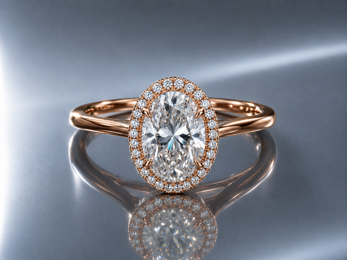 2.21ct Oval Lab Grown Diamond Halo Engagement Ring