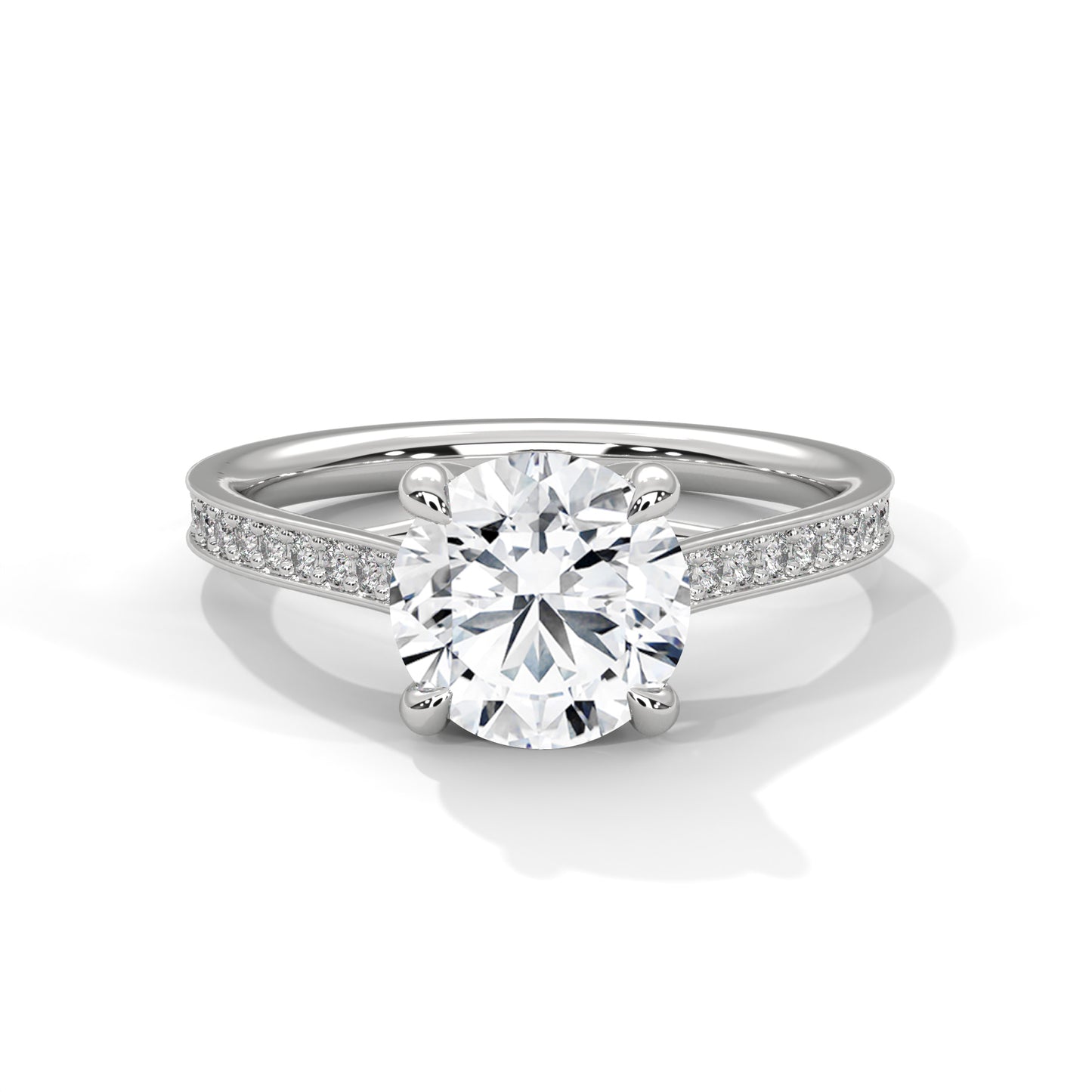 Lab Grown Diamond Engagement Ring 14K Rose Gold Pavé Band