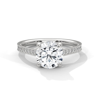 Lab Grown Diamond Engagement Ring 14K Rose Gold Pavé Band