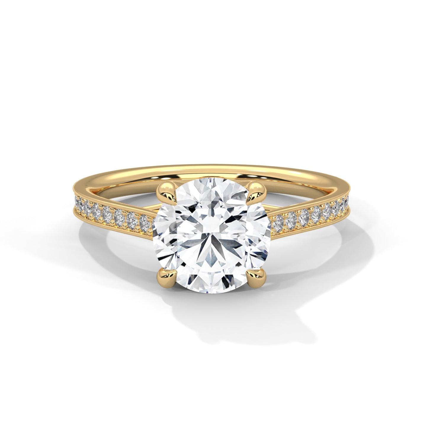 Lab Grown Diamond Engagement Ring 14K Rose Gold Pavé Band
