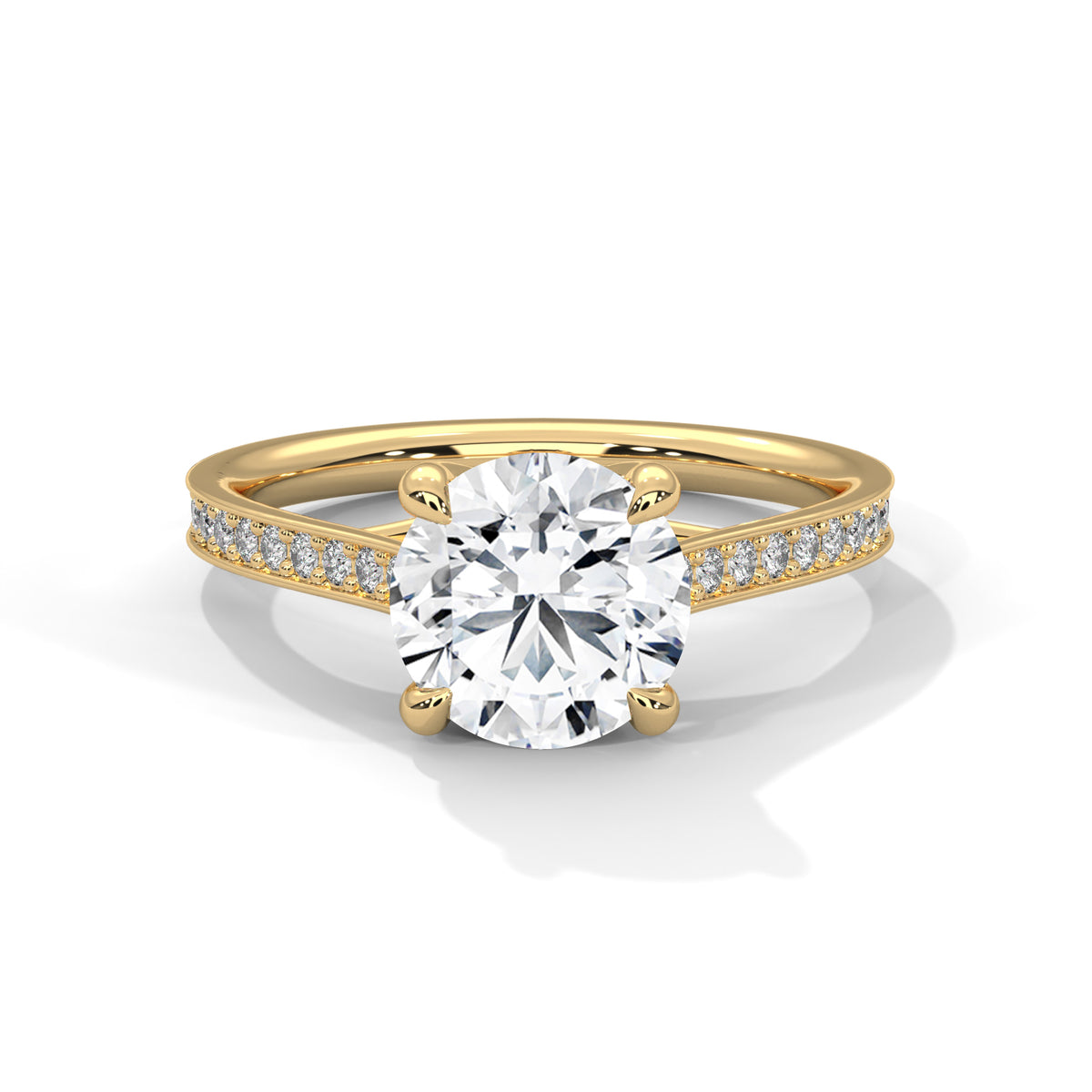 Lab Grown Diamond Engagement Ring 14K Rose Gold Pavé Band