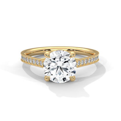 Lab Grown Diamond Engagement Ring 14K Rose Gold Pavé Band
