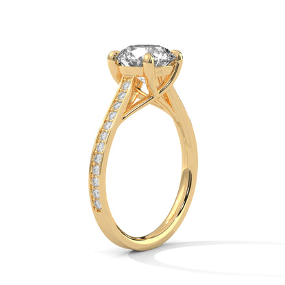 Lab Grown Diamond Engagement Ring 14K Rose Gold Pavé Band