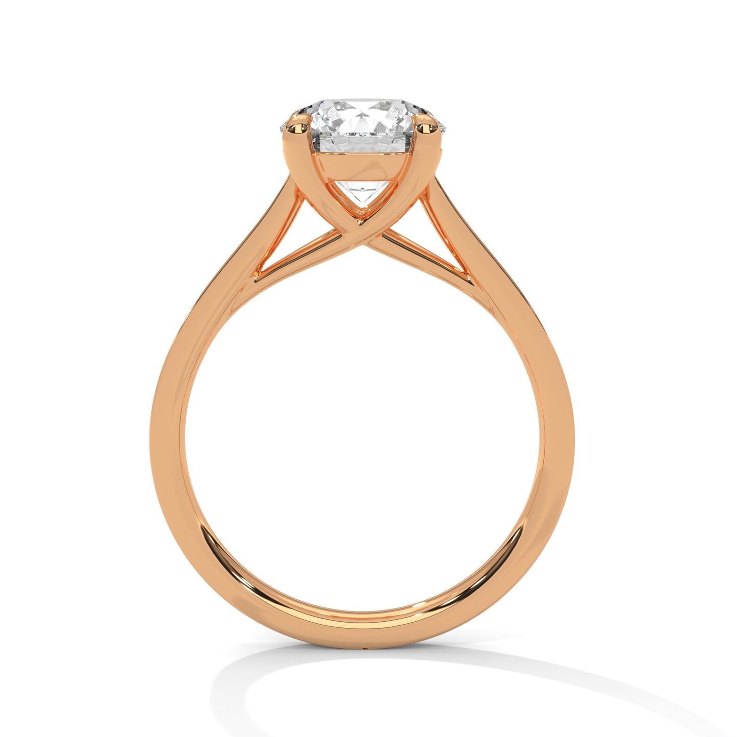 Lab Grown Diamond Engagement Ring 14K Rose Gold Pavé Band
