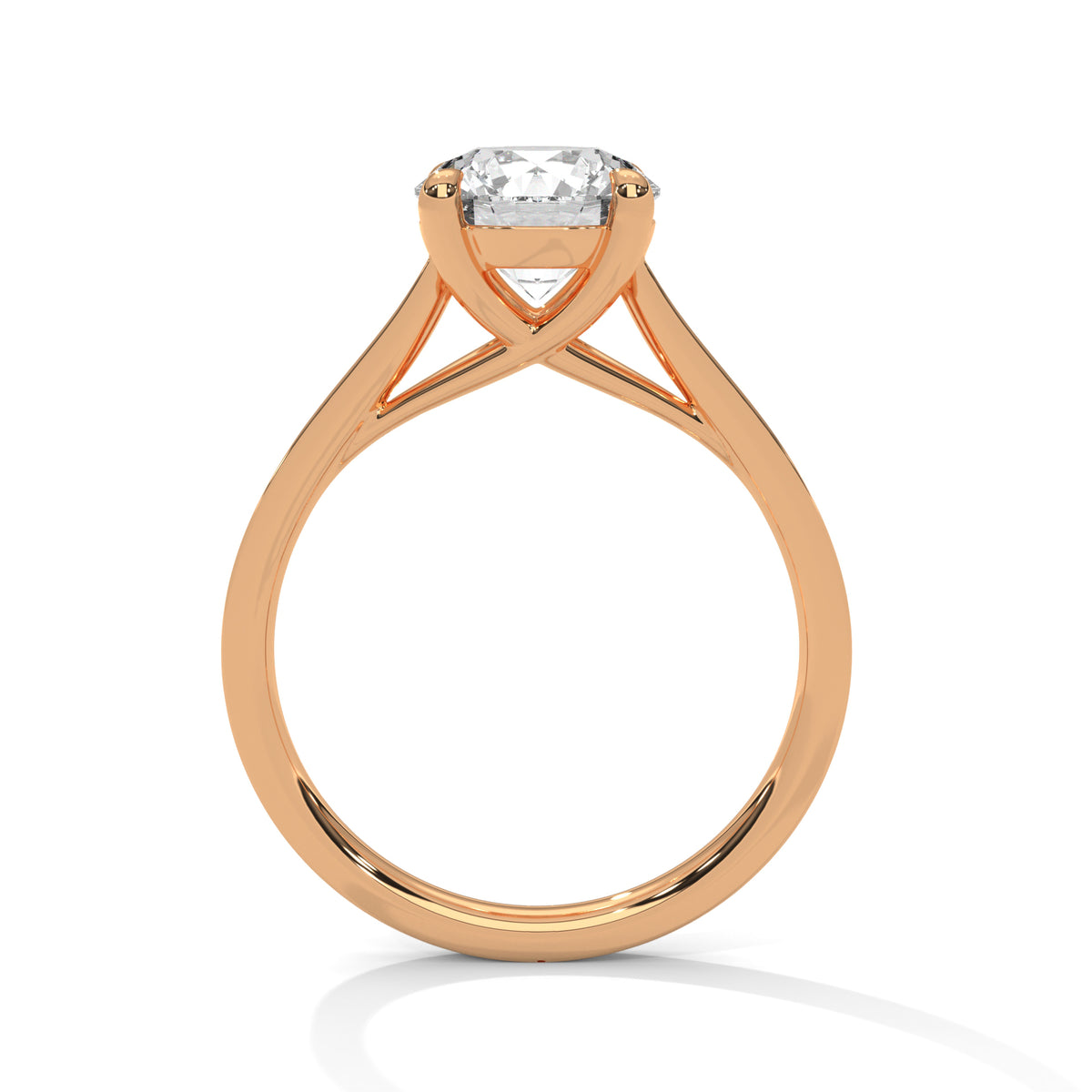 Lab Grown Diamond Engagement Ring 14K Rose Gold Pavé Band