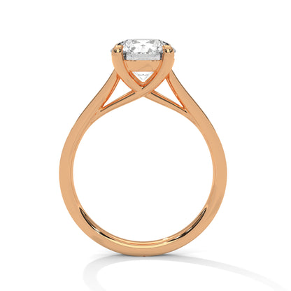 Lab Grown Diamond Engagement Ring 14K Rose Gold Pavé Band