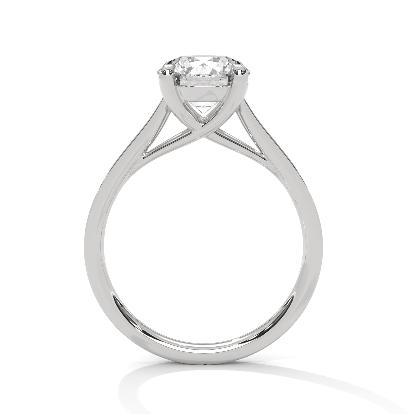 Lab Grown Diamond Engagement Ring 14K Rose Gold Pavé Band