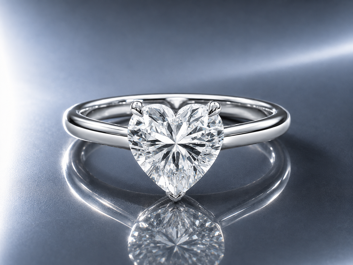 Heart Shape Moissanite Solitaire Engagement Ring
