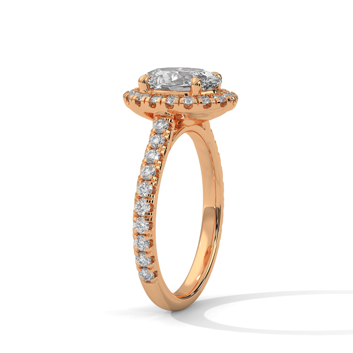 IGI Certified 2ct Oval Lab Grown Diamond Halo Engagement Ring