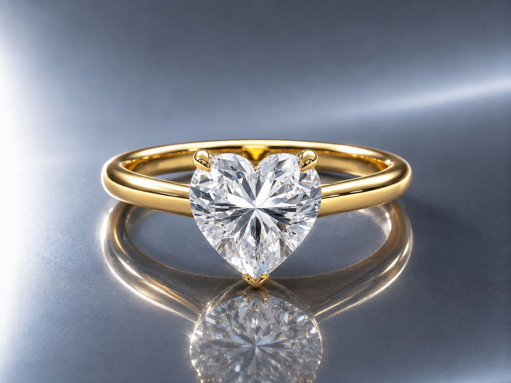 Heart Shape Moissanite Solitaire Engagement Ring