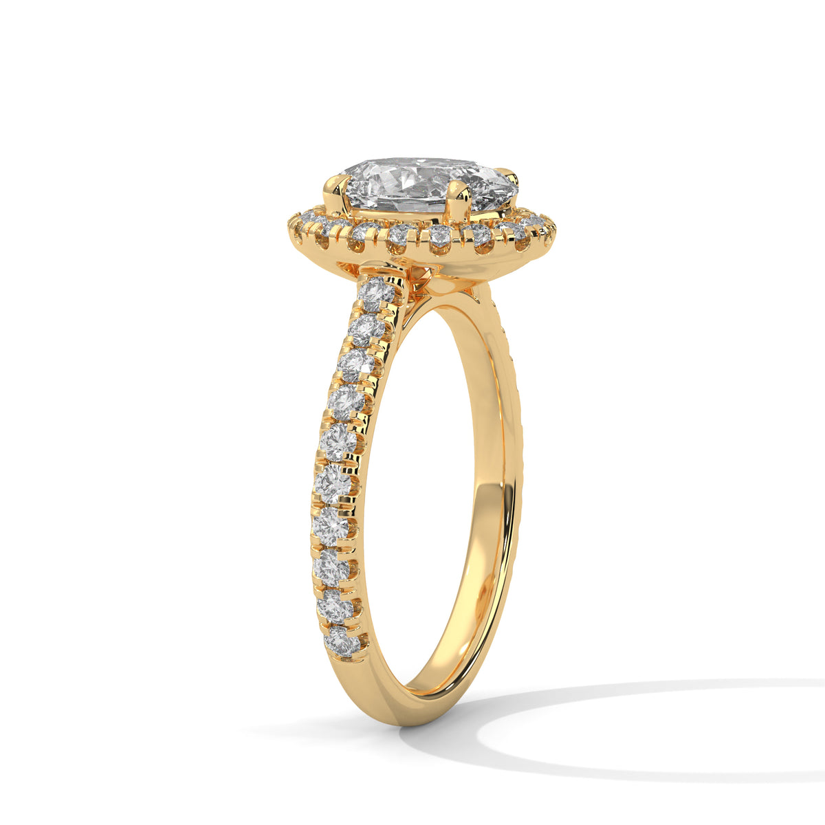 IGI Certified 2ct Oval Lab Grown Diamond Halo Engagement Ring