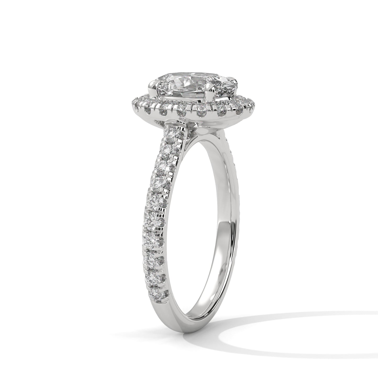 IGI Certified 2ct Oval Lab Grown Diamond Halo Engagement Ring