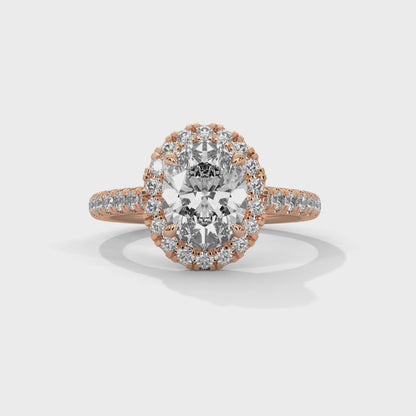 IGI Certified 2ct Oval Lab Grown Diamond Halo Engagement Ring