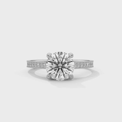 Lab Grown Diamond Engagement Ring 14K Rose Gold Pavé Band