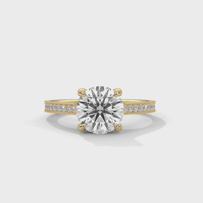 Lab Grown Diamond Engagement Ring 14K Rose Gold Pavé Band